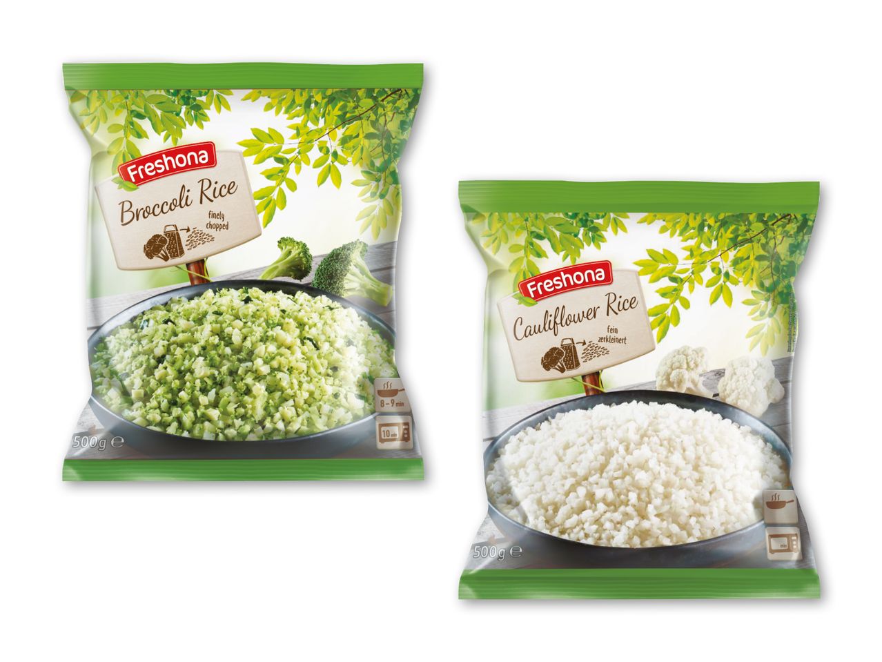 To poser med frossen Fresona broccoliris og blomkålris.