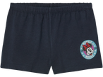 Dark blue shorts featuring Minnie Mouse.