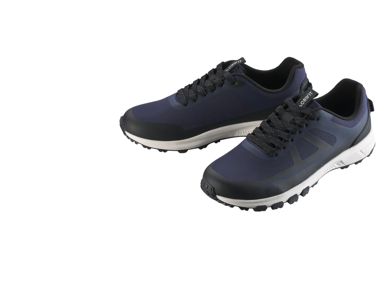 CRIVIT Men's Outdoor Trainers in navy blue with white soles and black accents.