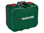 PARKSIDE green and black tool case with red latches and handle