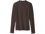 Esmara, bluză maro de damă cu mânecă lungă și margini ondulate