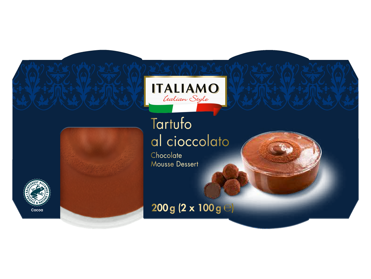 ITALIAMO Italian Style Tartufo al cioccolato: Chocolate mousse dessert (200g).