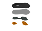 Crivit insoles components: top layer, midsole, heel and arch supports, and metatarsal pads.