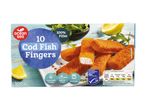 Ocean Sea 10 Cod Fish Fingers, 100% Fillet, 300g, with cooking instructions and nutritional values.