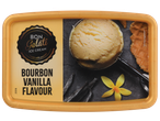Bon Gelati gelado de baunilha bourbon em embalagem dourada com bola de gelado, favas de baunilha e flor.