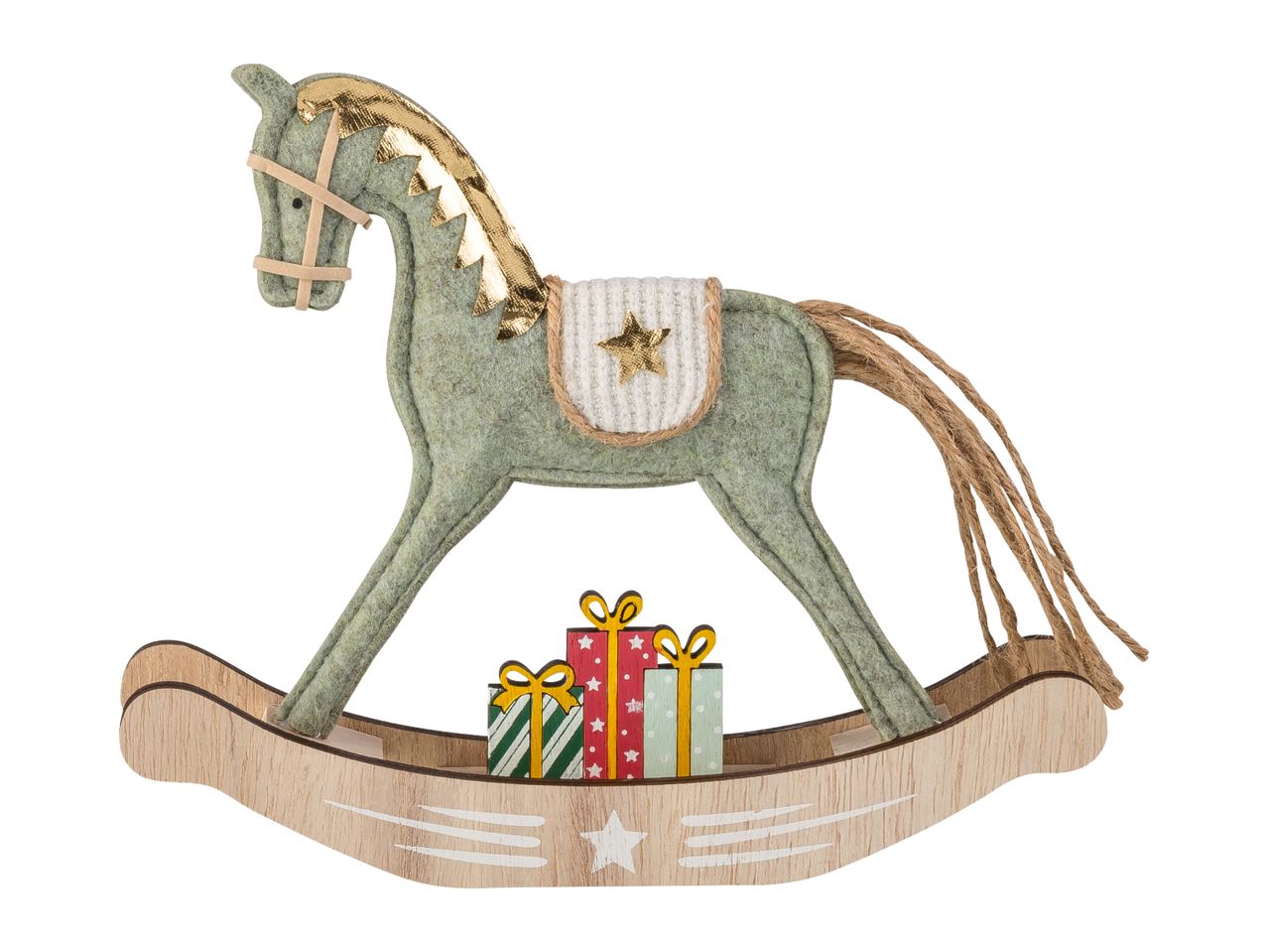 Christmas rocking horse decoration with gifts