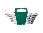 PARKSIDE® Flexi-Head Ratchet Spanner Set in a green holder.