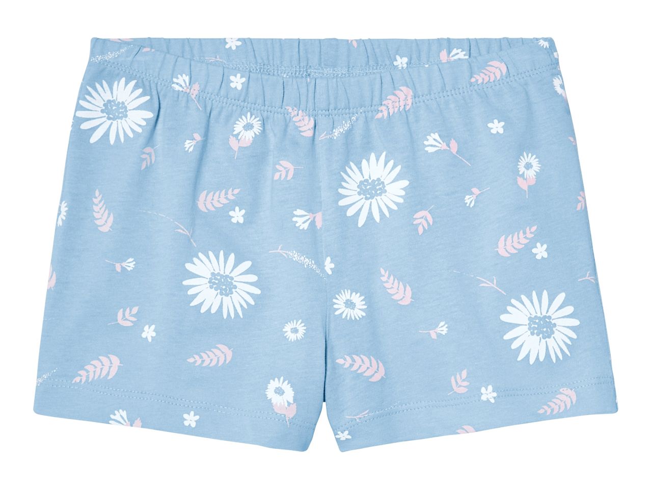 Blue shorts with a floral print.