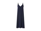 Dark blue maxi slip dress with thin straps and a V-neckline.