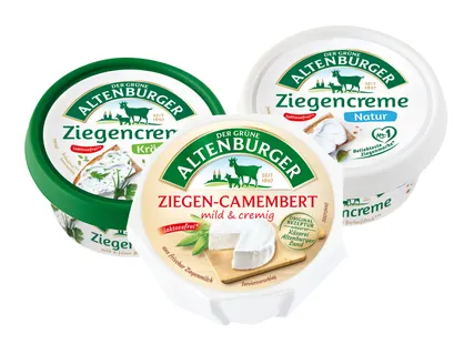 Der grüne Altenburger Ziegen-Camembert/Ziegencreme