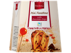 Favorina mini panettone su šokolado drožlėmis ir Fairtrade logotipu dėžutėje.