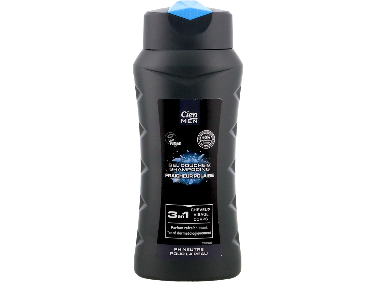 Gel douche et shampoing Cien Men 3-en-1 parfum fraîcheur polaire.