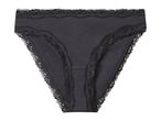 Black ribbed cotton briefs with lace trim