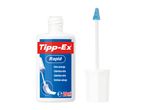 White correction fluid bottle with a blue label and a separate applicator brush.