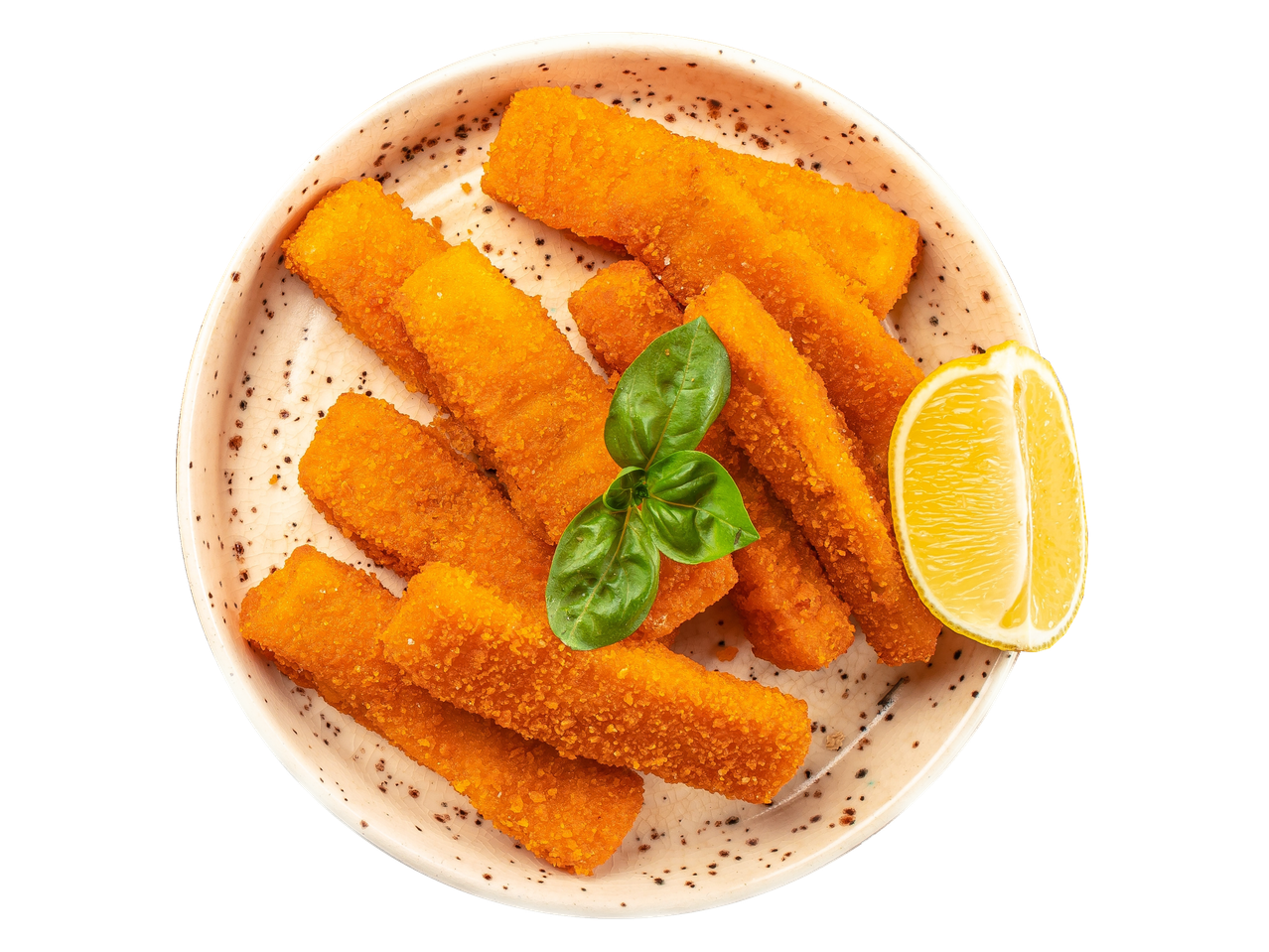 Kepti žuvies lazdelės su citrina.