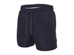 Dark blue men's swim shorts with a drawstring waist.
