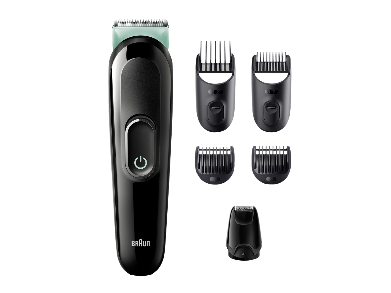 Braun All-in-One Style Kit Series 3 with trimmer and various comb attachments.