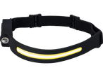 Lampa frontală neagră cu lumină LED și bandă luminoasă.
