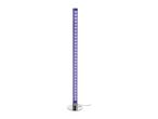 Tall, cylindrical floor lamp with purple glitter effect and a chrome base