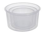Set of three clear plastic nesting containers, ideal for food storage or organization.