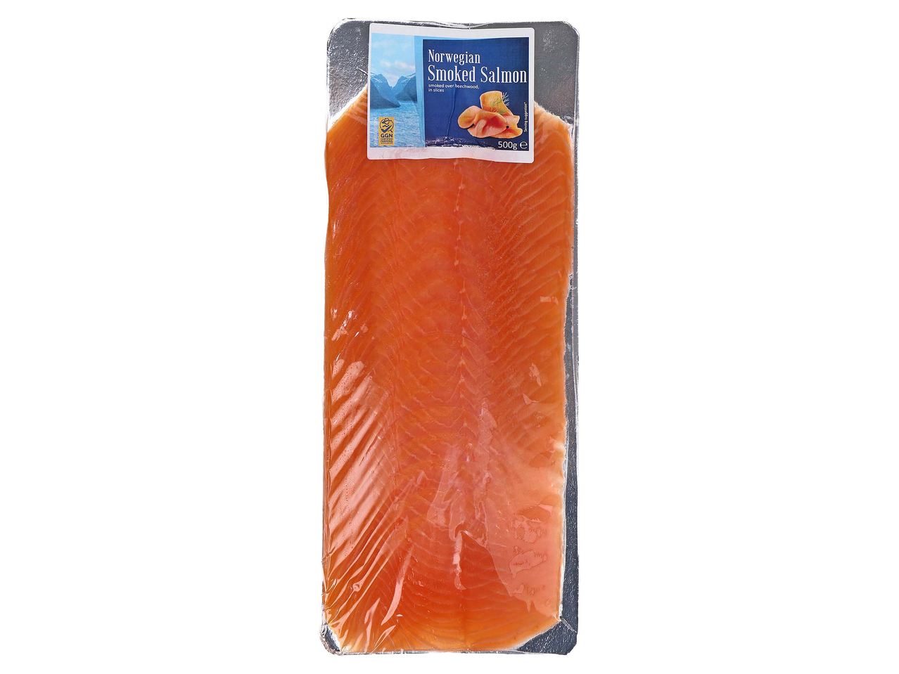 Szeletelt, bükkfán füstölt norvég lazac 500 g-os kiszerelésben