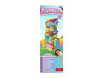 Colorful wooden tower game with Gabby's Dollhouse characters, suitable for ages 3+.