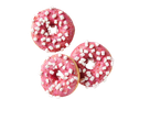 Donuts rosas com marshmallows e confeitos.