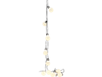 String of warm white LED light bulbs on a black background.