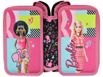 Barbie double pencil case: featuring Barbie in various styles.