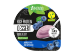 VEMONDO High Protein Bosbessen Dessert, plantaardig, op basis van tuinbonen en soja, 15g eiwit per pot van 200g, vegan.