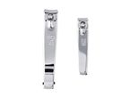 Two Cien Beauty nail clippers, one large and one small, made of shiny silver metal.