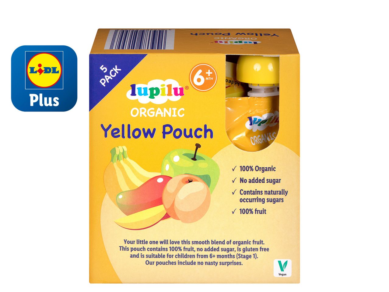 Go to full screen view: Lupilu Organic Baby Yellow Pouches - Image 1