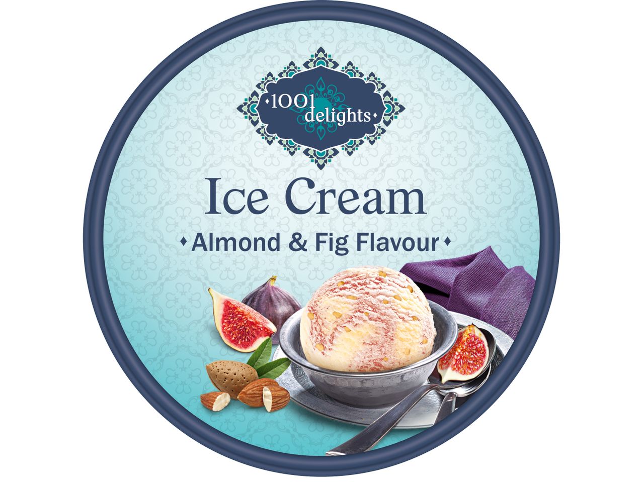 Сладолед 1001 Delights с вкус на бадем и смокиня.