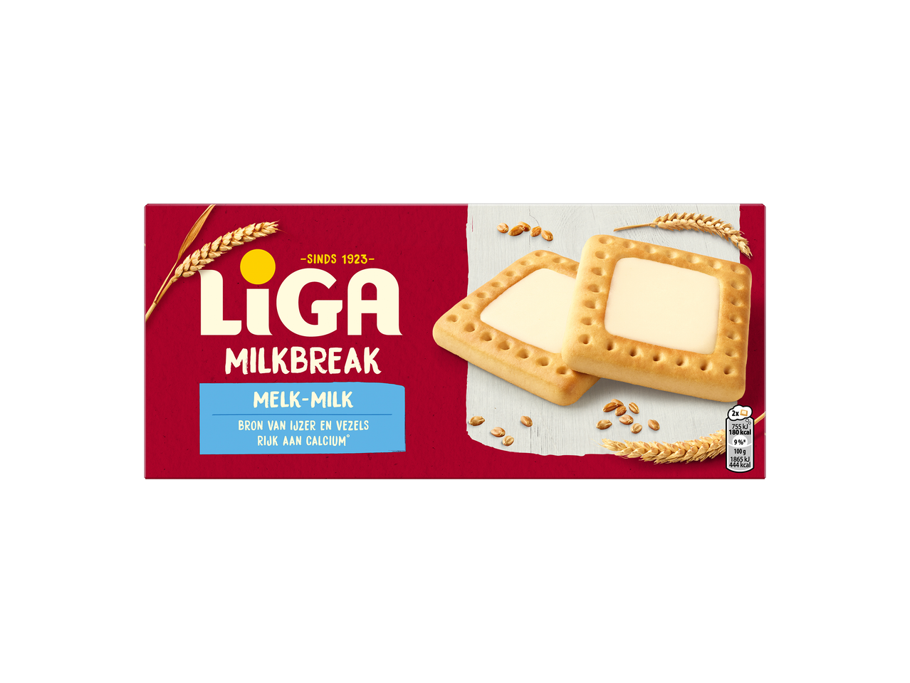 Melk-biscuit met een romige vulling, rijk aan calcium en ijzer.