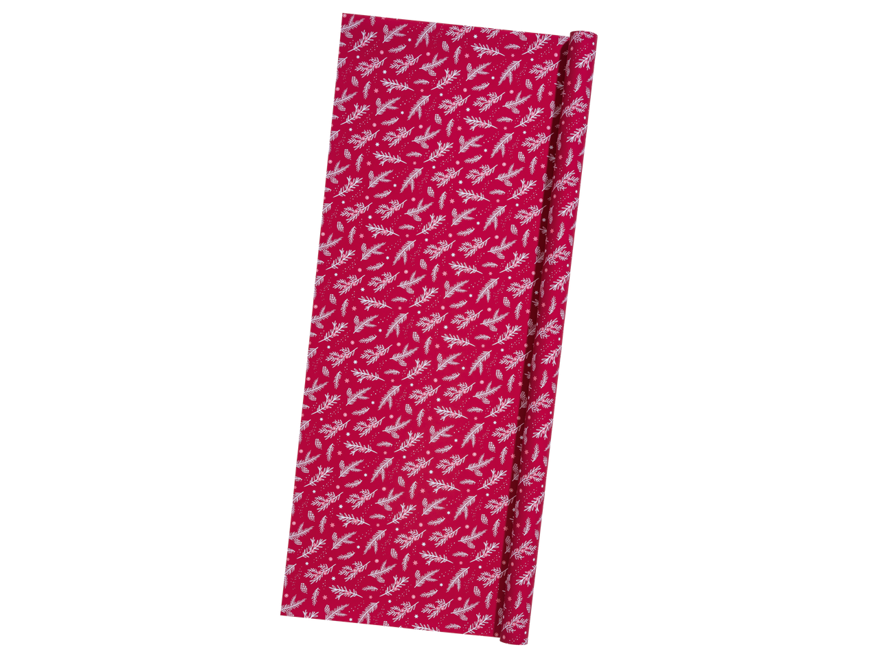 crelando® dāvanu papīra komplekts ar sarkanu zaru un čiekuru rakstu.