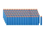 100 blå Nerf-pile klar til action.
