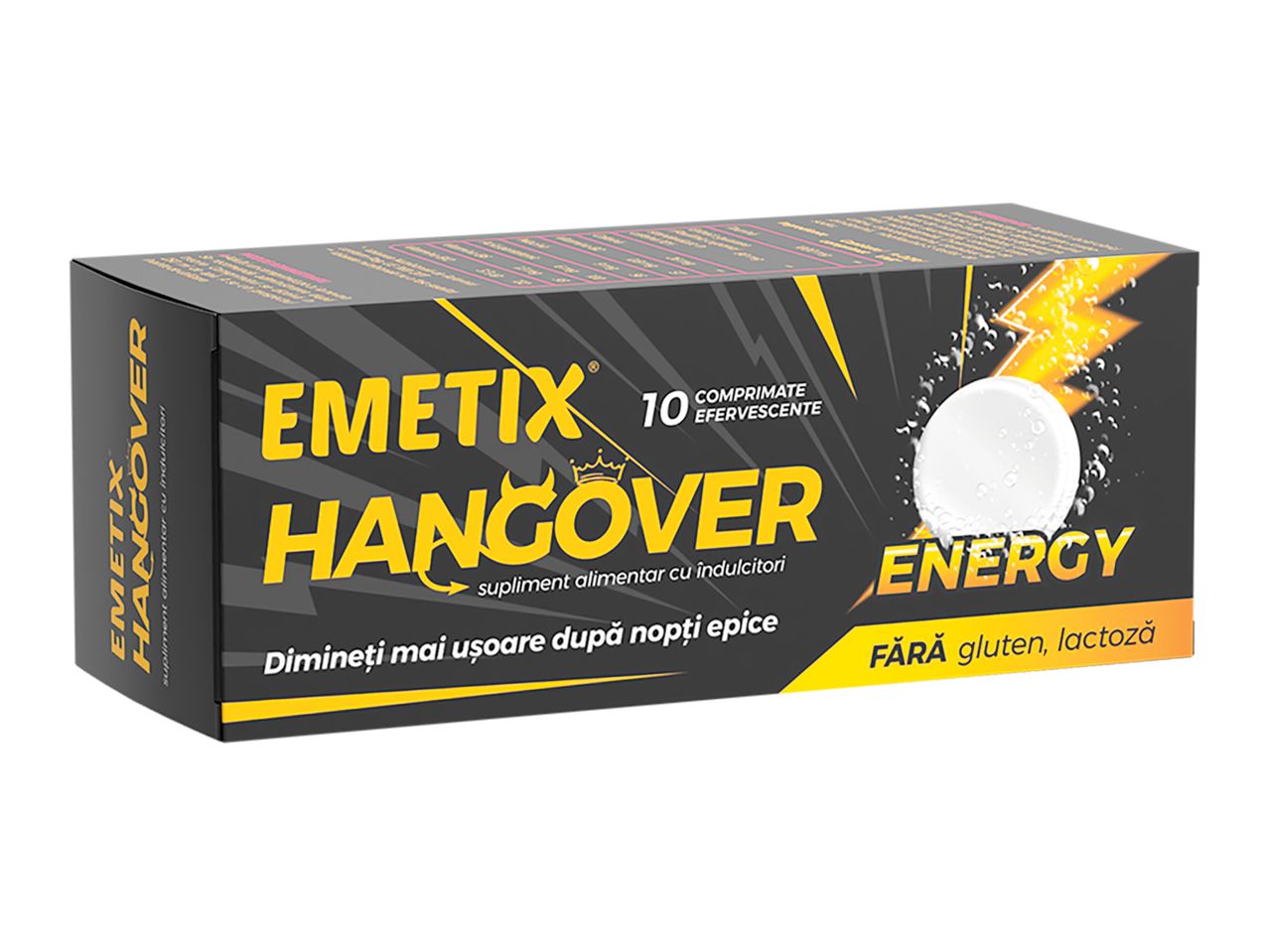 Cutie Emetix Hangover Energy, supliment pentru combaterea mahmurelii.