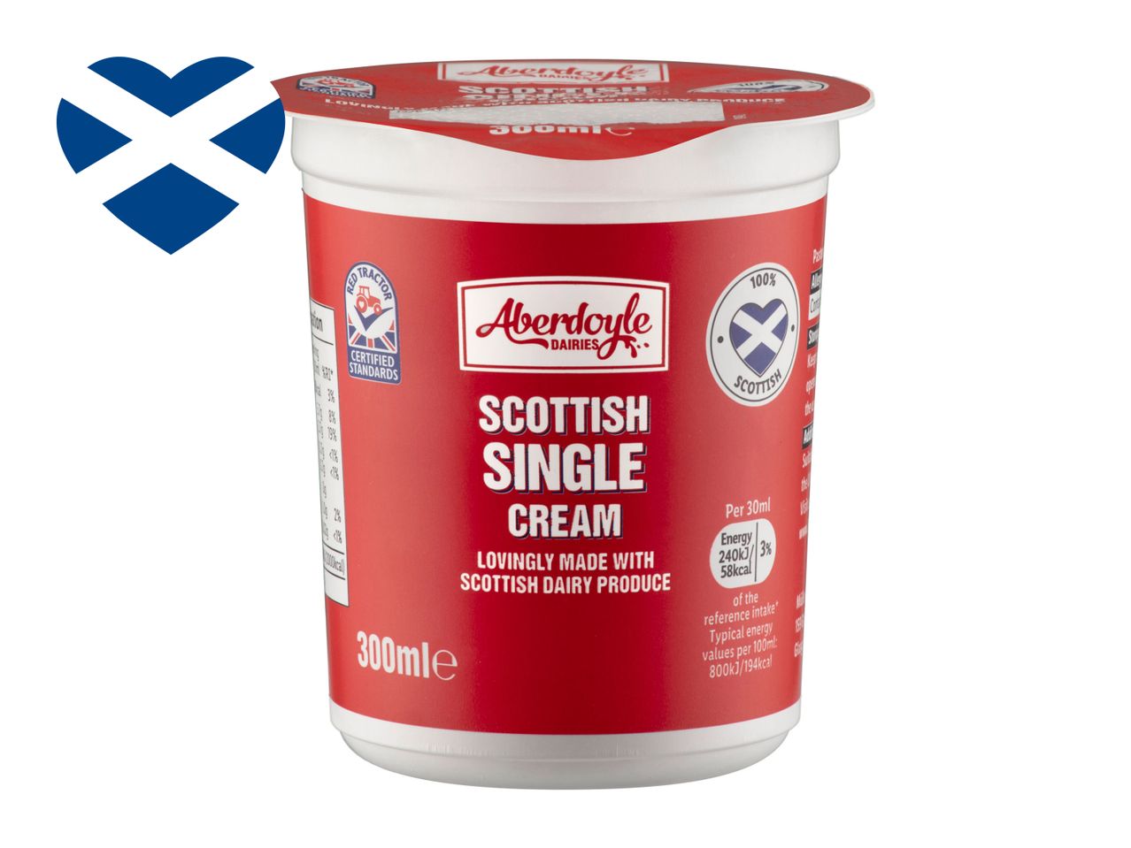 Aberdoyle Dairies Scottish single cream, 300ml.