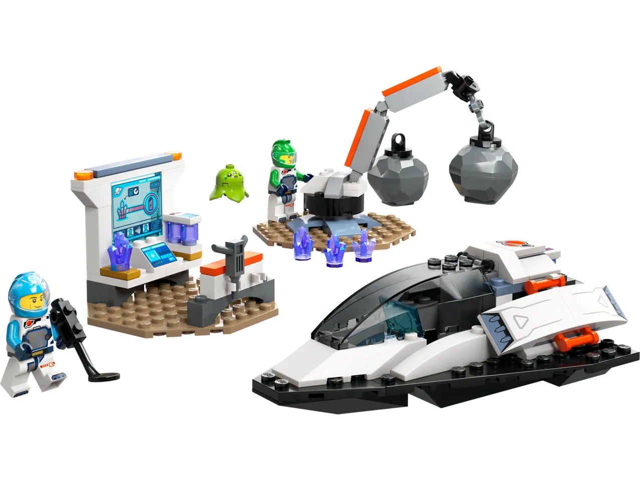 LEGO City Aventuri Spațiale: set de construcție cu navă spațială, laborator și figurine.