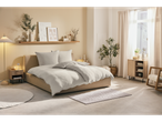 Quarto moderno com cama, mesas de cabeceira, candeeiro de pé e candeeiro de mesa LED LIVARNO home.