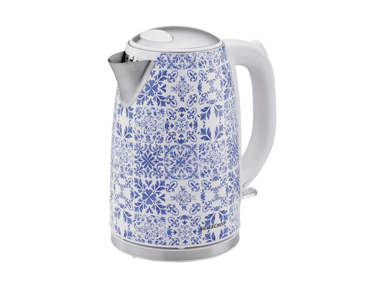Wasserkocher mit blau-weißem Fliesenmuster
