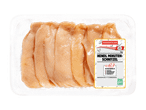 Verpackte Hähnchenschnitzel der Marke Wiesentaler.