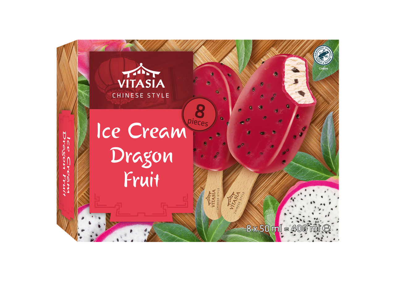 Sorvete Vitasia de fruta do dragão, estilo chinês (8 unidades)