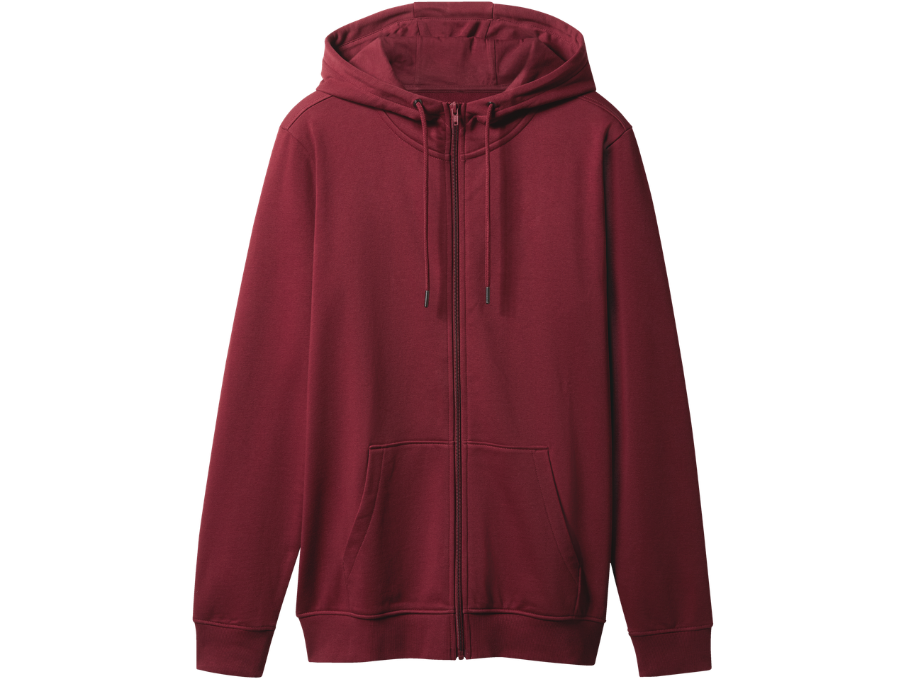 Tamsiai raudonas Esmara Men džemperis su užtrauktuku ir gobtuvu