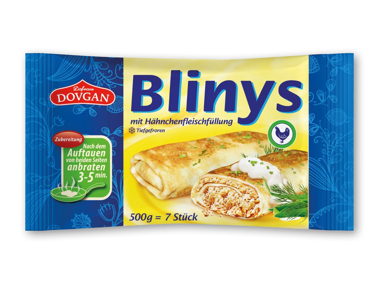 Dovgan Blinys med kyllingekødsfyld, frosne, 500g (7 stk.)
