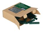 Open cardboard box with green wall plugs, 30-pack, 10.0 x 50mm.