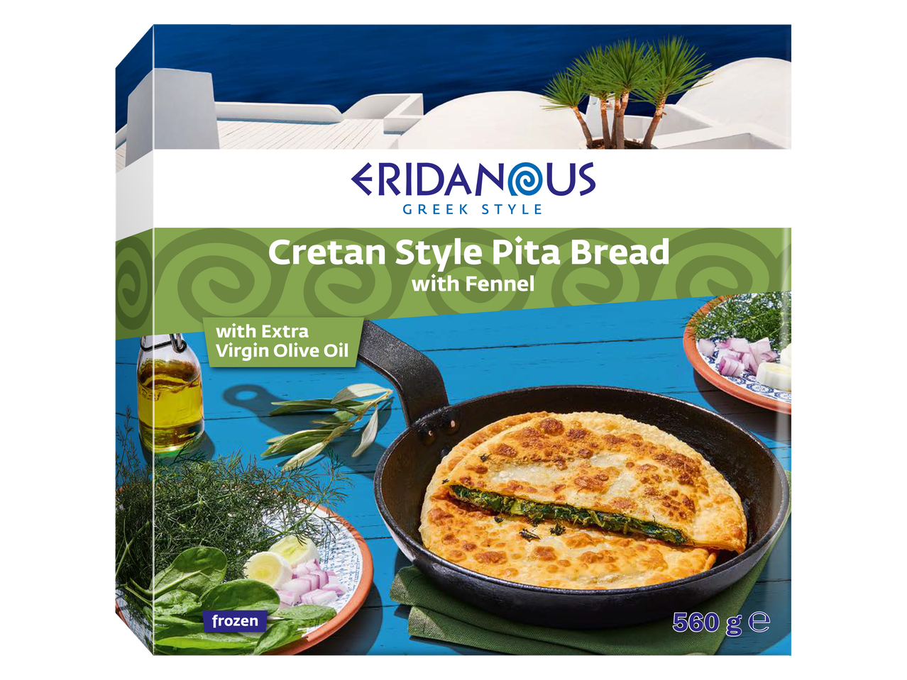 Šaldytas Eridanous Kretos stiliaus pita duona su kmynais.