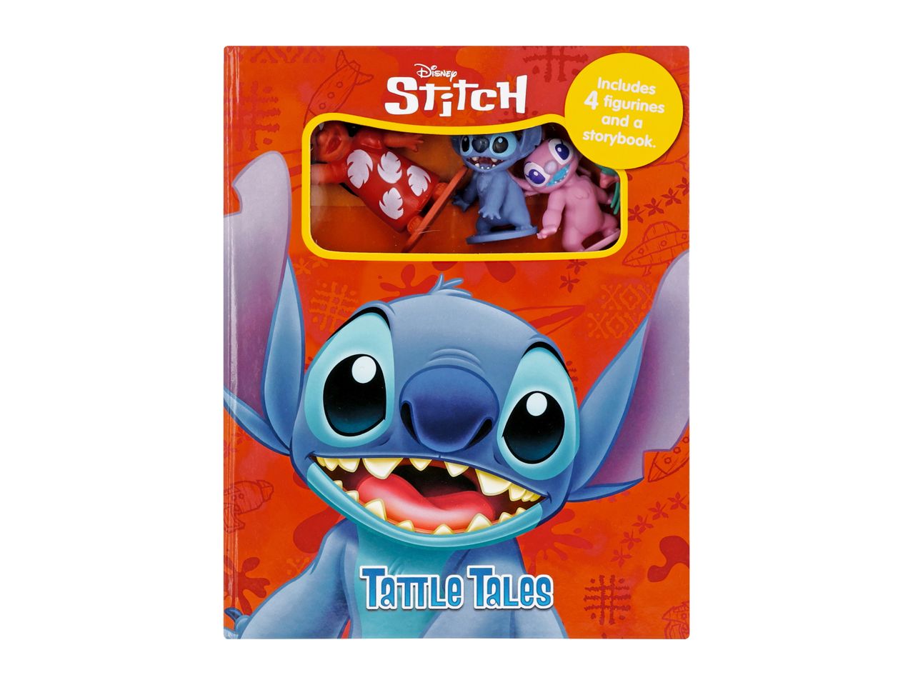Stitch Tattle Tales book with 4 figurines and a storybook.