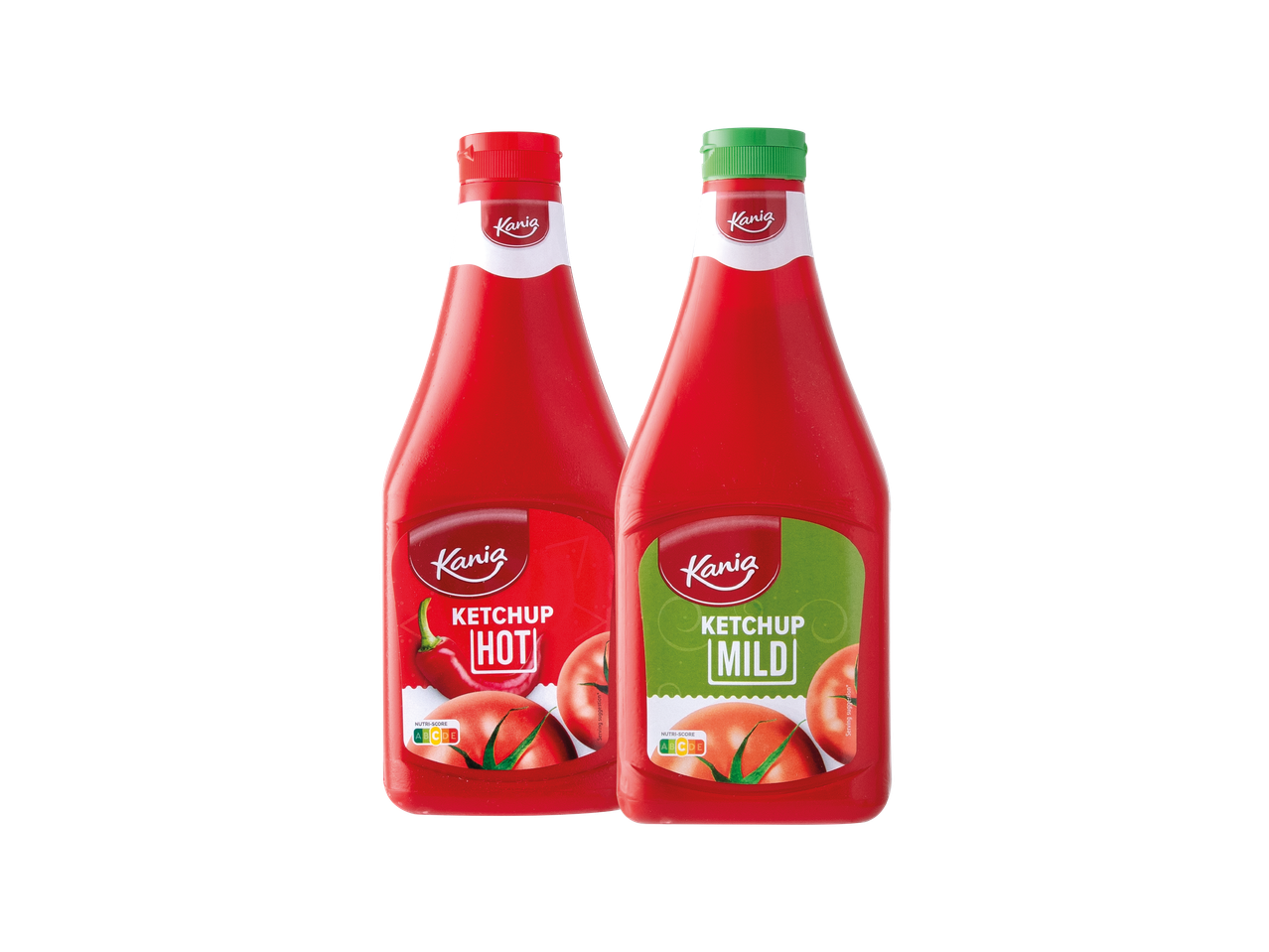 Kania kečap: ljuti s crvenom paprikom i blagi s rajčicama.