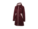 Dunkelrote Damenjacke mit Kapuze und weißem Reißverschluss